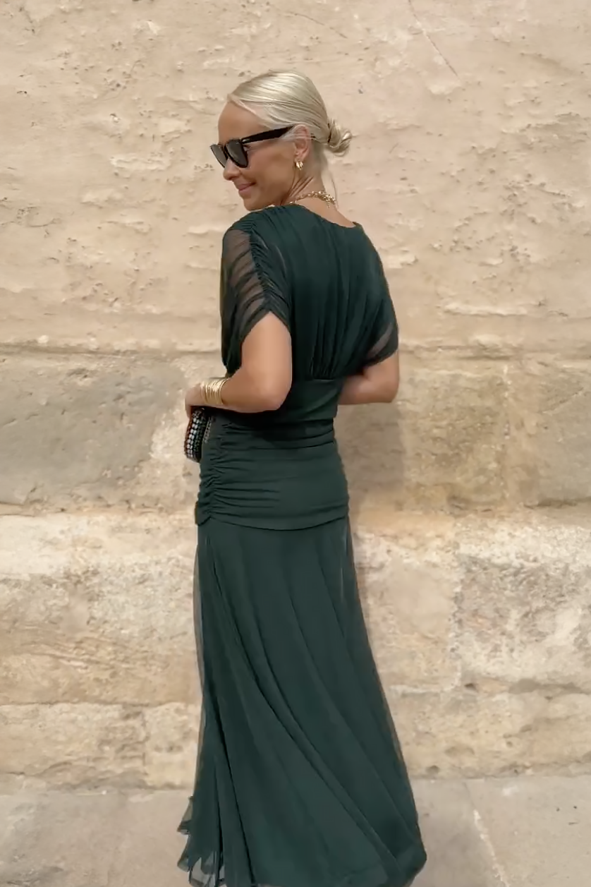 Luisa | Elegante vestido largo de fiesta con cuello en V