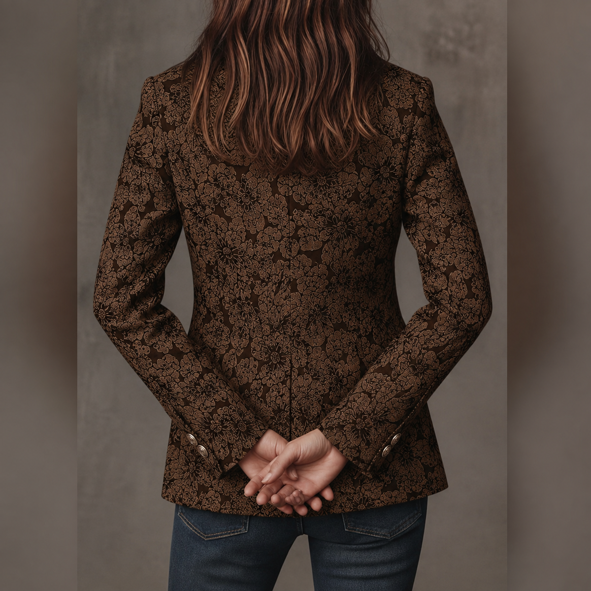 Blazer Entallado de Mujer en Jacquard Paisley