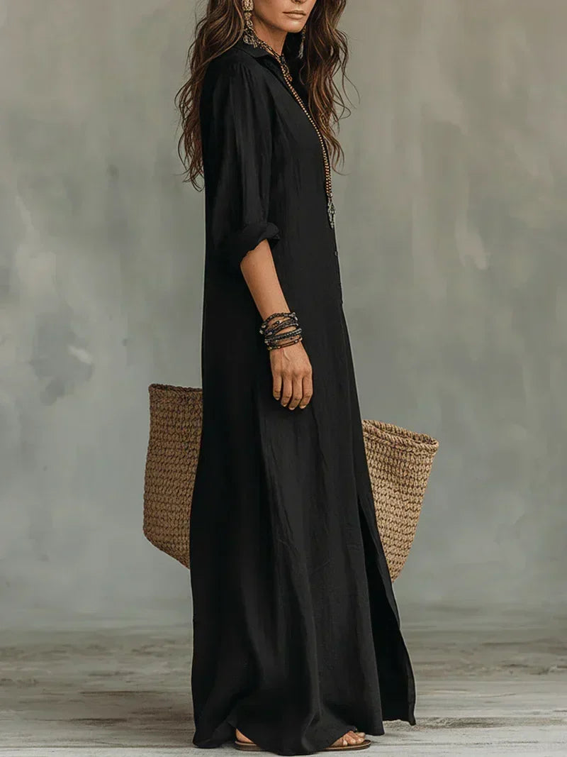 Celina | Vestido Maxi Amplio con Botones
