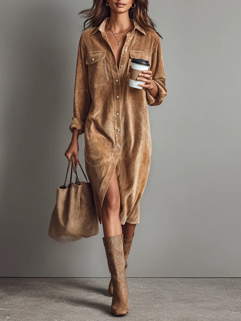Estelle | Vestido Midi de Pana