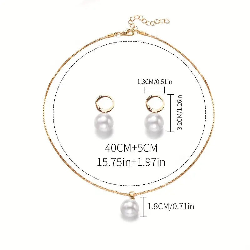 Set de Collar Elegante y Gracioso con Perlas