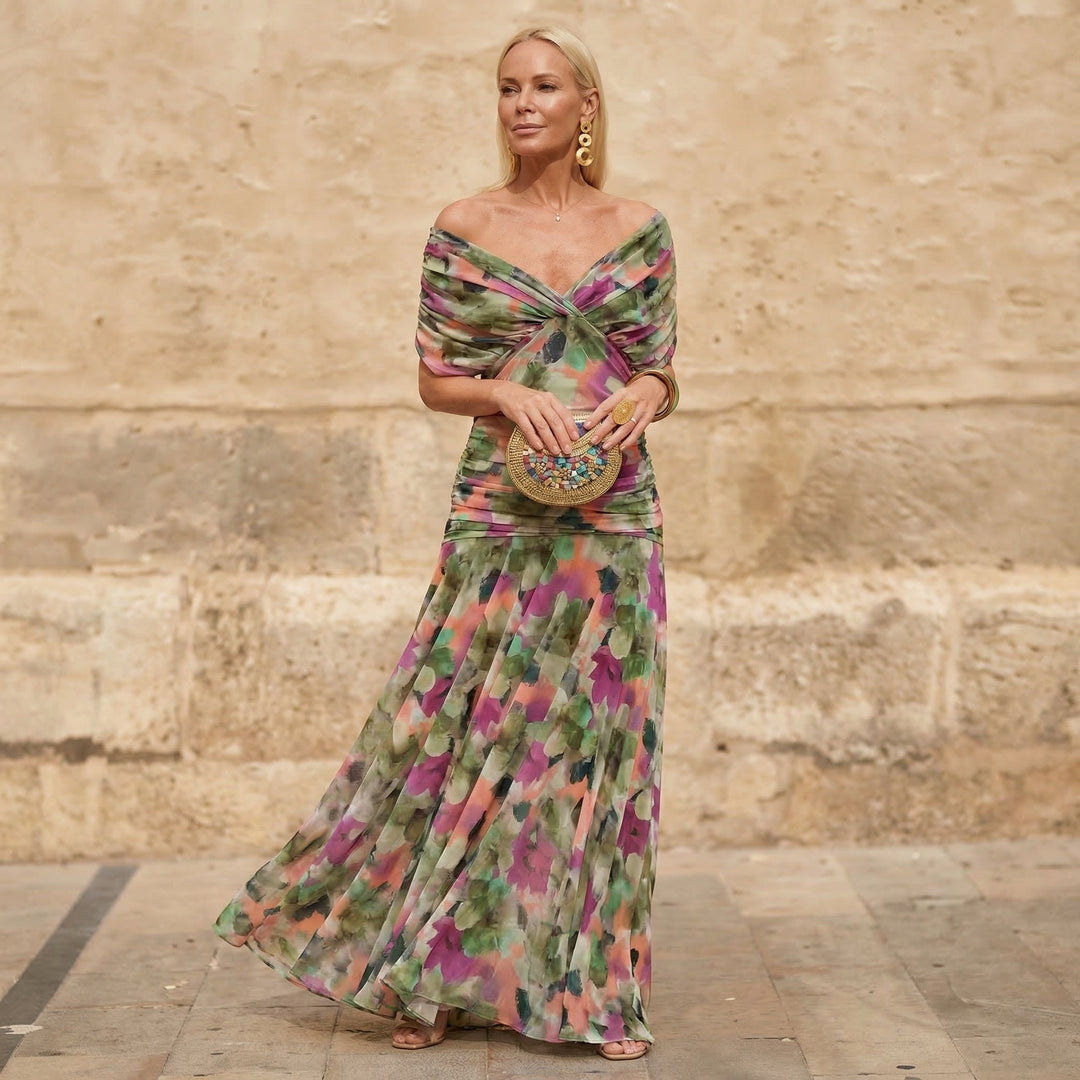 Marcelina™ – Vestido de colores con plisado