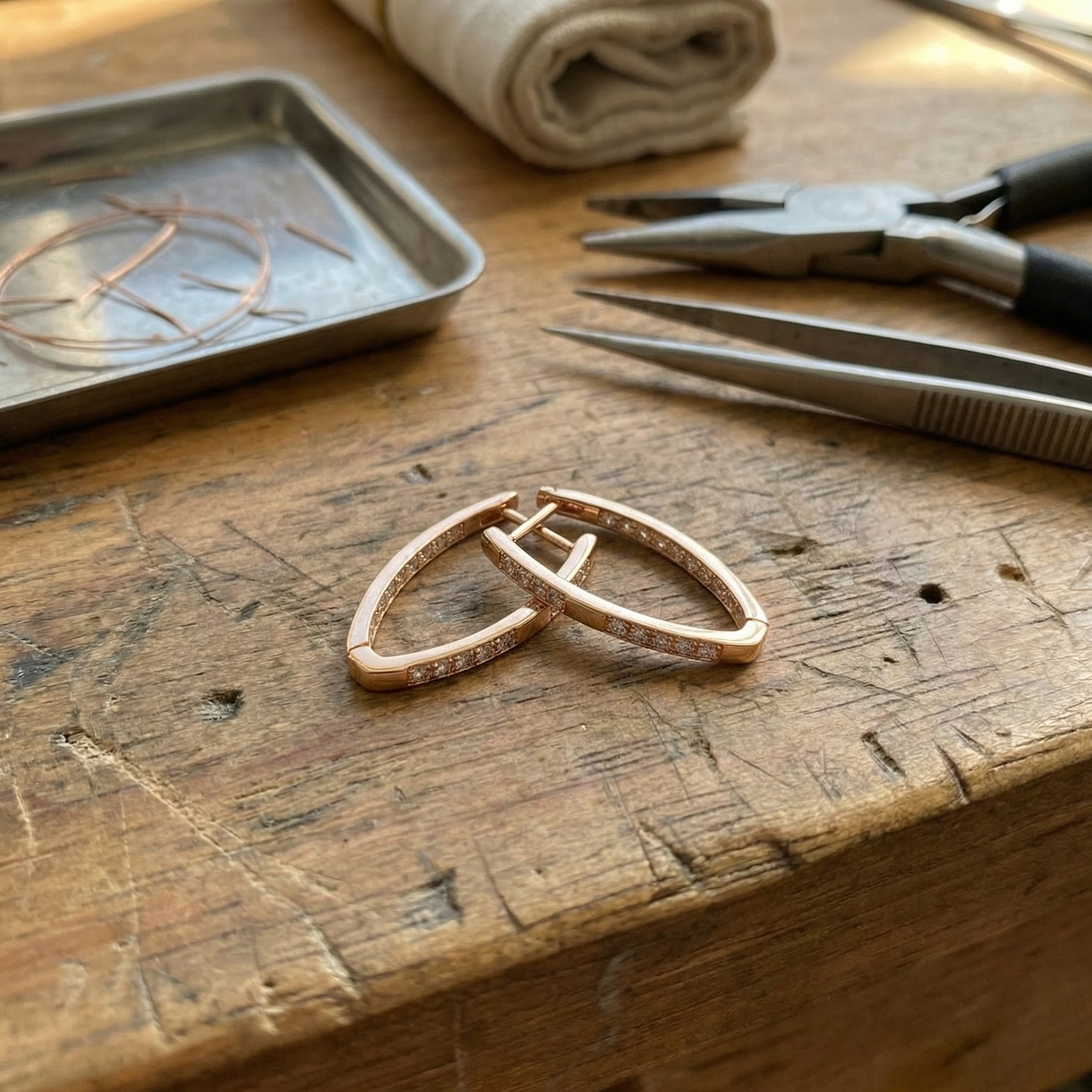 Pendientes Elegantes de Circonita Dorada