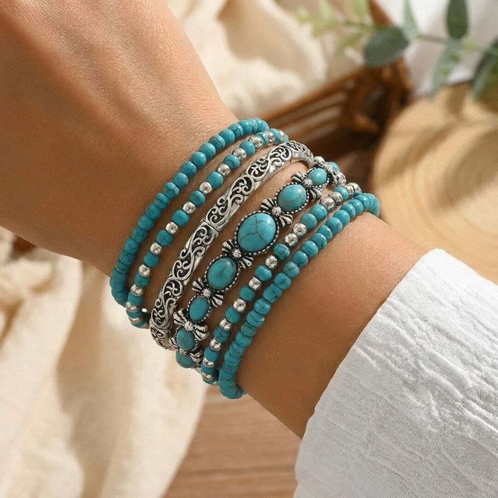 Mirella™ - Colección de Pulseras Boho con Cuentas Turquesas