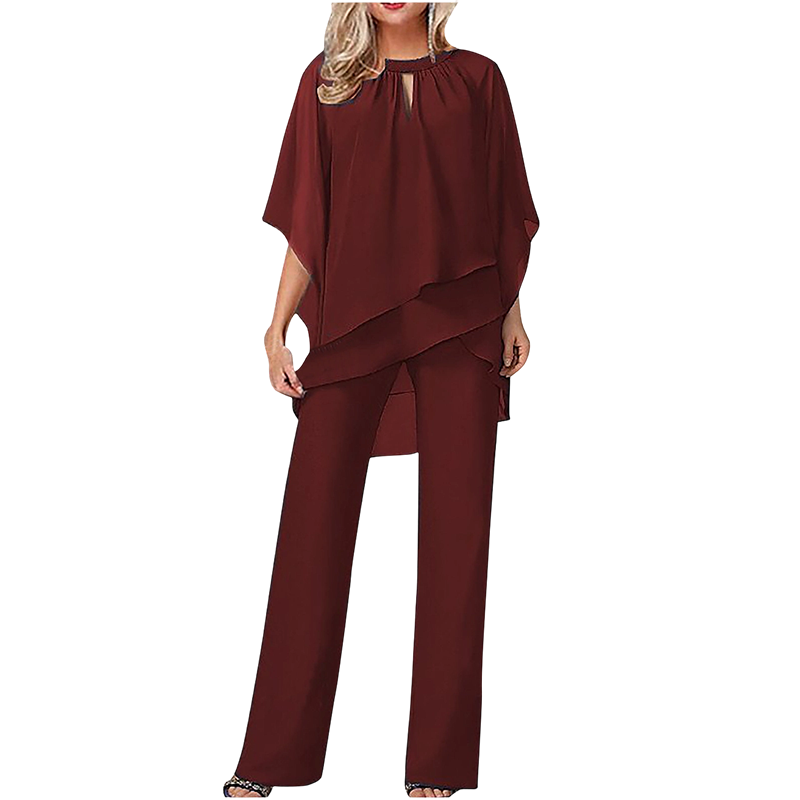 Jeannine | Conjunto Chemisier Asimétrico Superpuesto y Pantalón Ancho