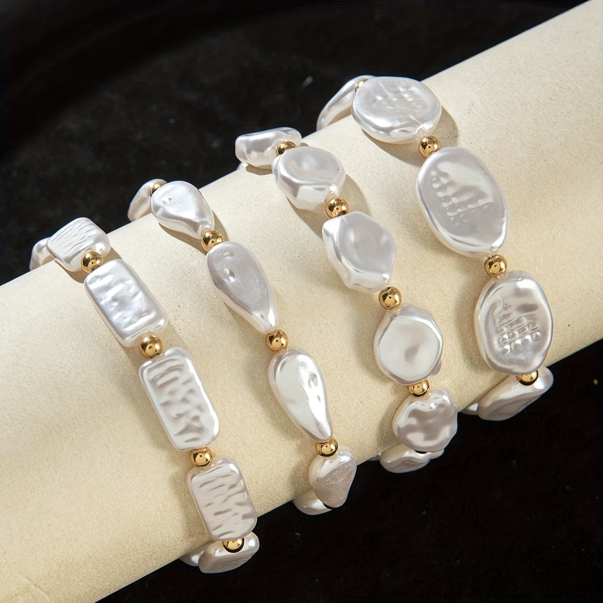 Set de 4 Pulseras con Perlas