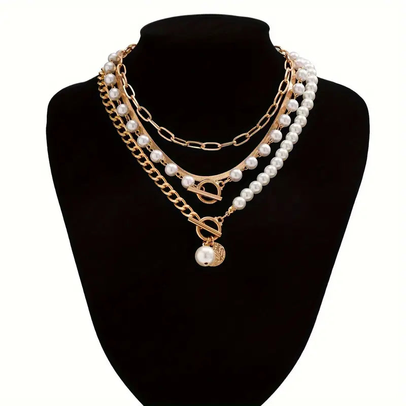 Set de Collares en Capas con Perlas Modernas