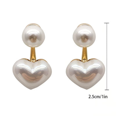 Pendientes de Corazón con Perla Doble