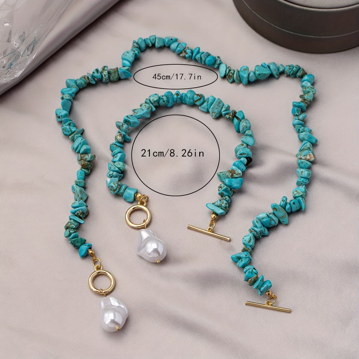 Set Collar y Pulsera Turquesa y Perla