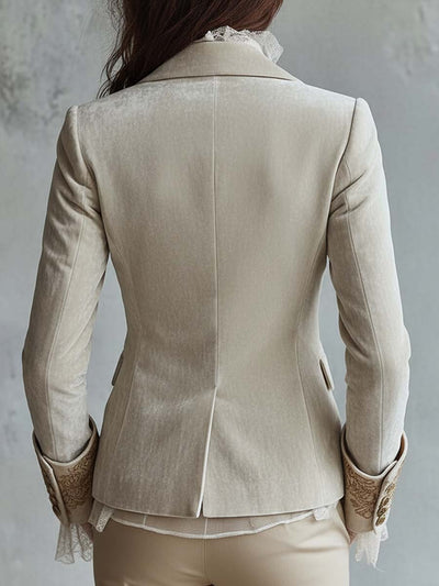 Blazer Sastre de Mujer Marfil Bordado