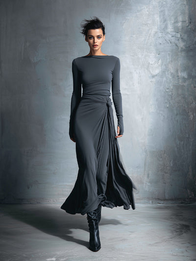 Naomie | Vestido Maxi con Nudo de Seda