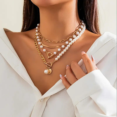 Set de Collares en Capas con Perlas Modernas