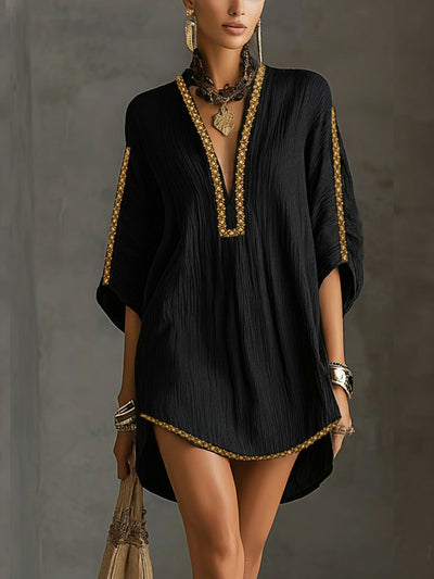Mirella | Vestido corto negro con cuello en V