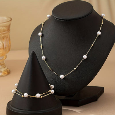 Set de Joyas con Cadena de Perlas Delicadas