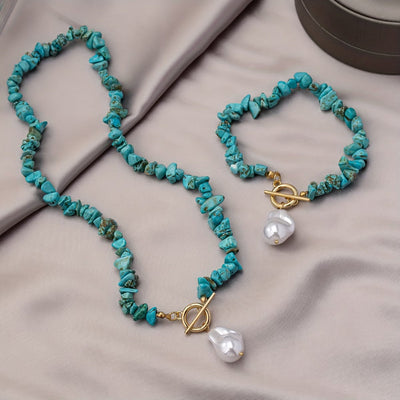 Set Collar y Pulsera Turquesa y Perla