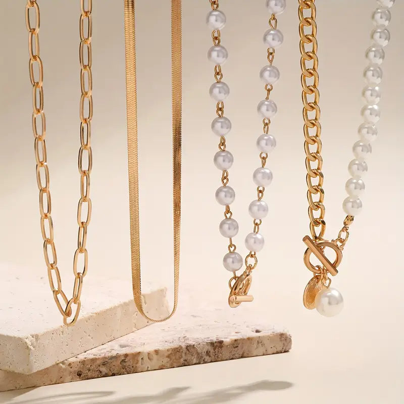 Set de Collares en Capas con Perlas Modernas
