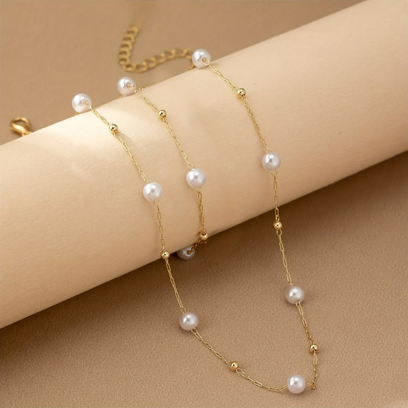 Set de Joyas con Cadena de Perlas Delicadas