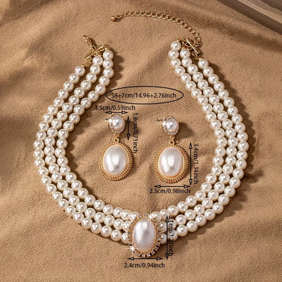 Set de Joyas con Perlas Clásicas