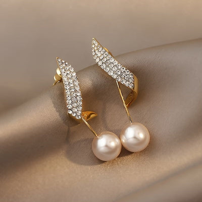 Pendientes de Perla a Pluma de Cristal