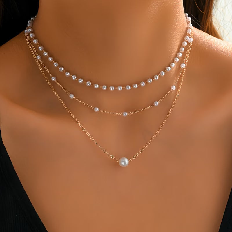 El Set de Collares Trinity Pearl Layer