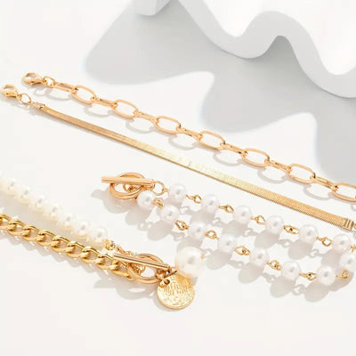 Set de Pulseras de Perlas a Capas de Lujo