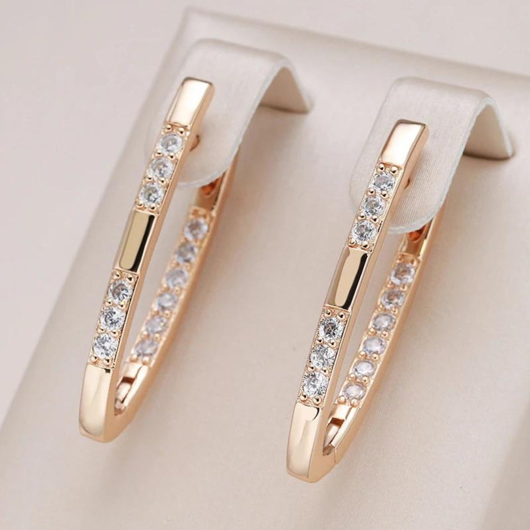 Pendientes Elegantes de Circonita Dorada