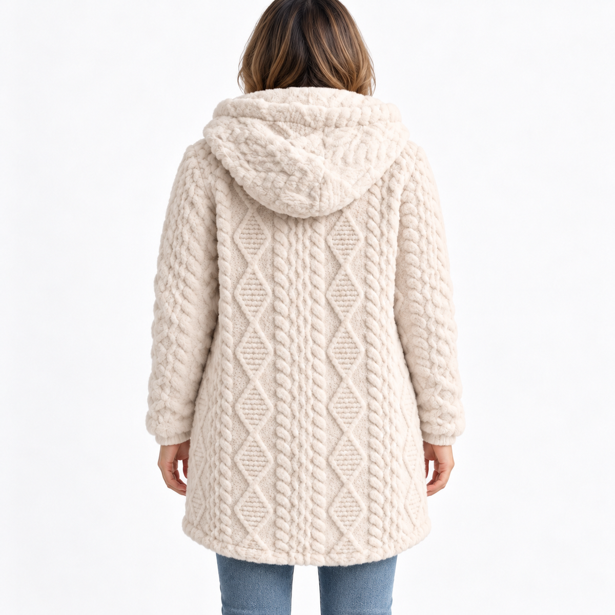 Cárdigan • Punto • Estilo con capucha y trenzado de ochos