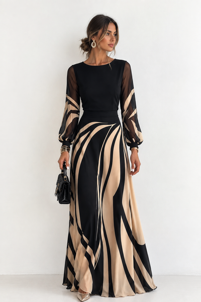 Vestido Aurora – Largo Estampado Ondas