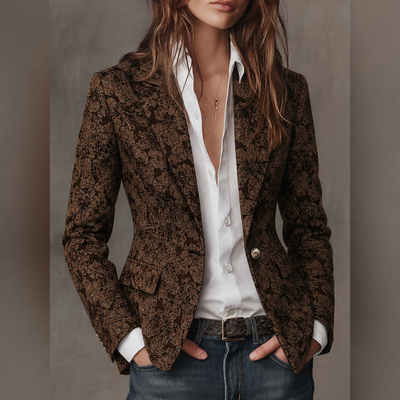 Blazer Entallado de Mujer en Jacquard Paisley
