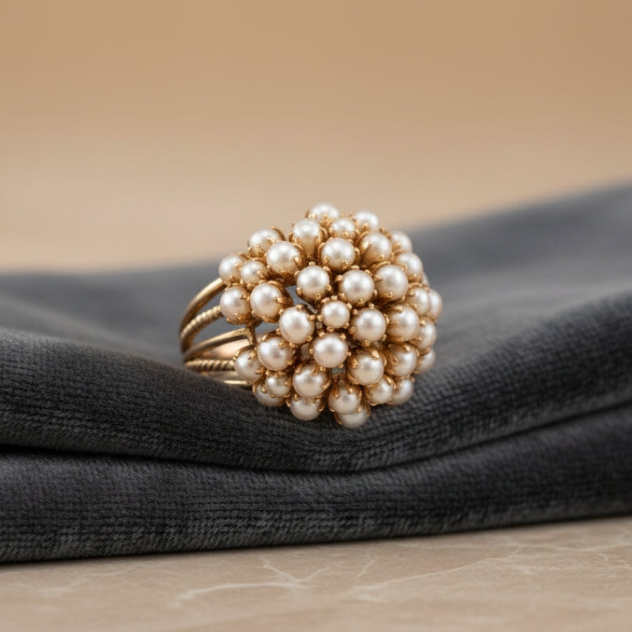Anillo de Oro Clásico con Perla Incrustada