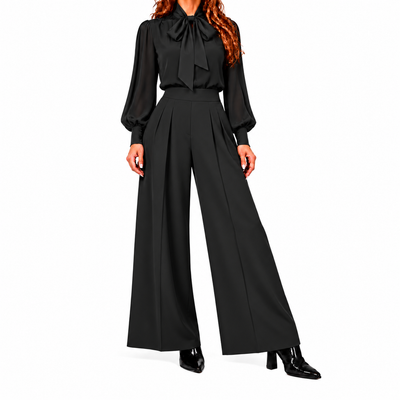 Conjunto Valentina | Blusa con lazo y pantalón palazzo