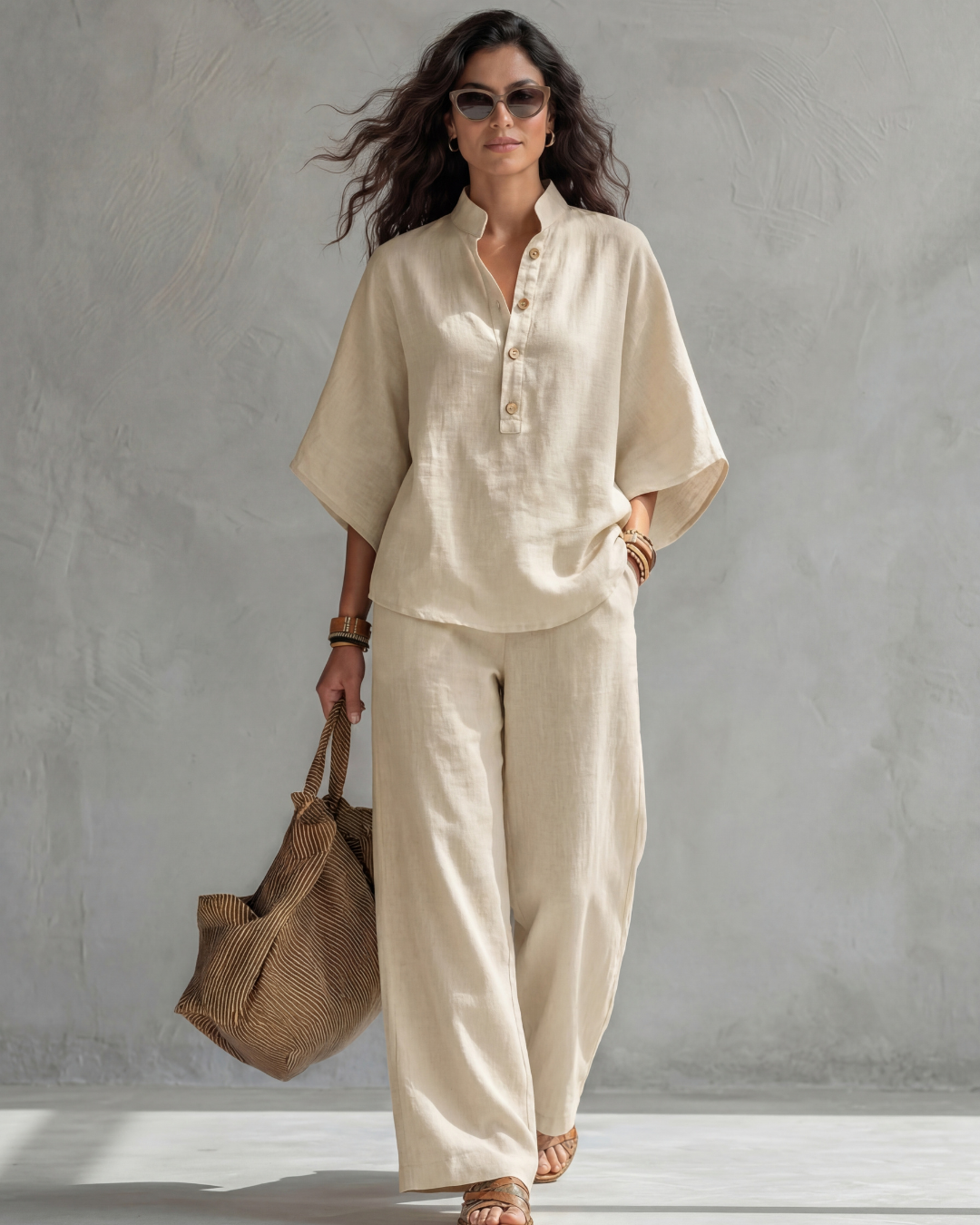 CLAUDIA | Conjunto con blusa abotonada