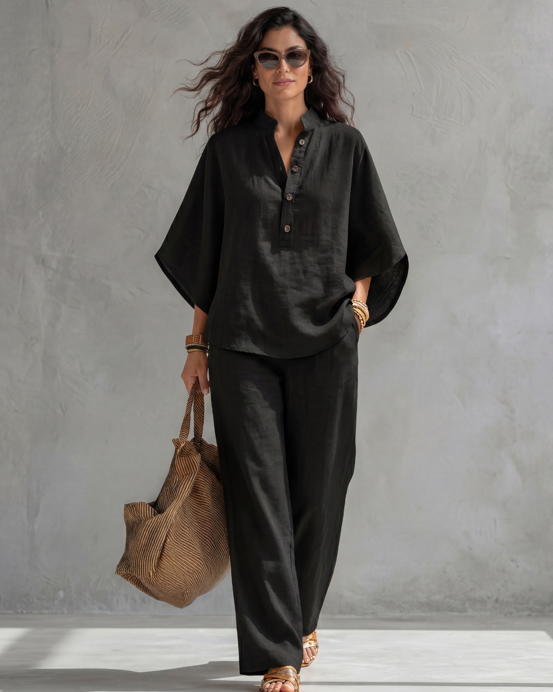 CLAUDIA | Conjunto con blusa abotonada