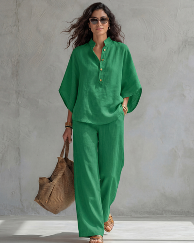 CLAUDIA | Conjunto con blusa abotonada