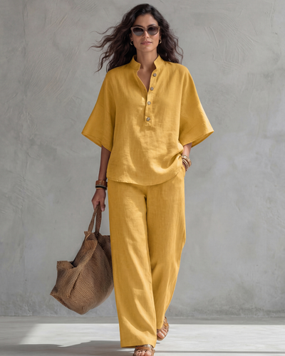 CLAUDIA | Conjunto con blusa abotonada