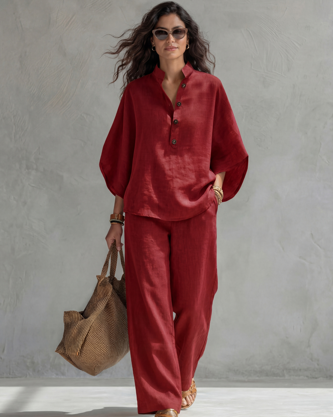CLAUDIA | Conjunto con blusa abotonada