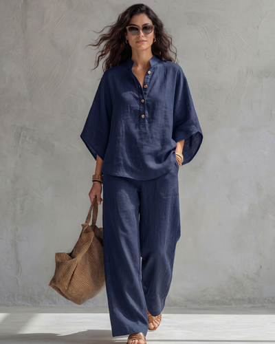 CLAUDIA | Conjunto con blusa abotonada