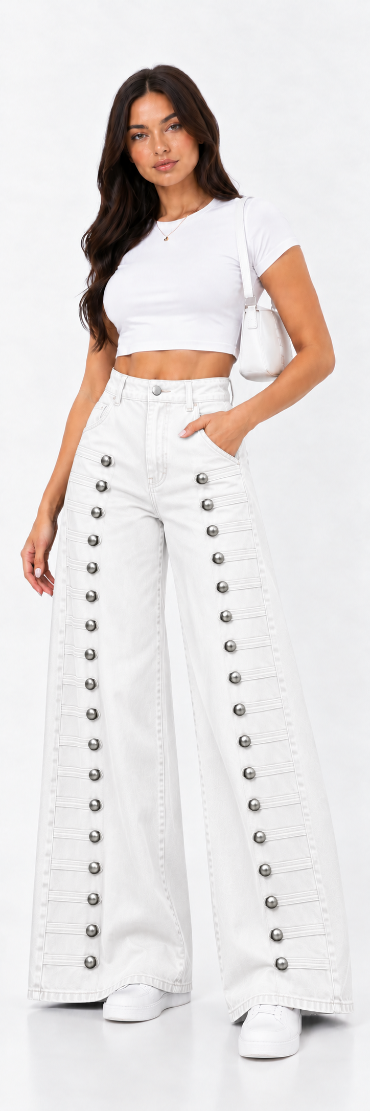 vaquero wide leg con botones metálicos