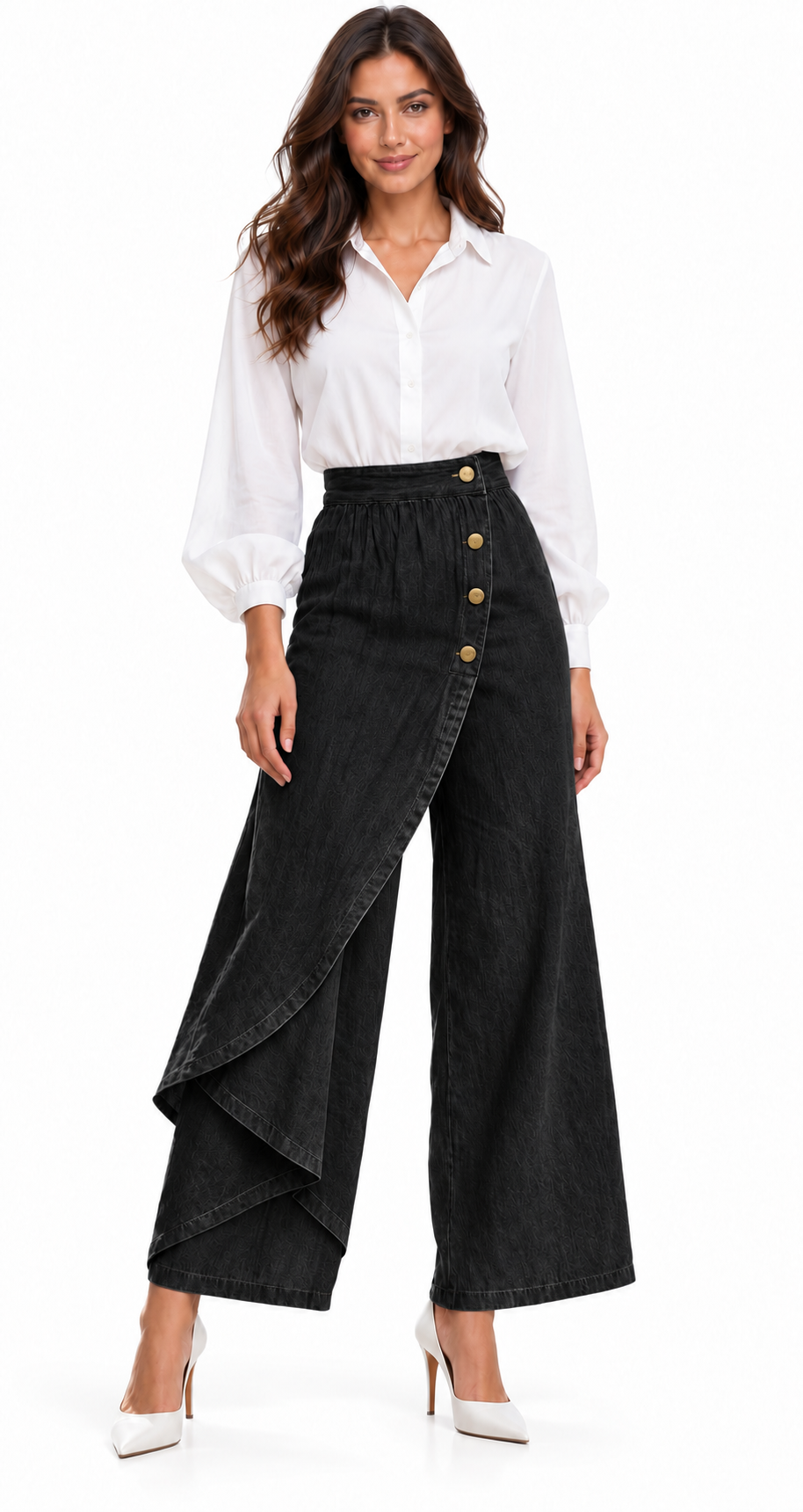 VAQUERO WIDE LEG AZUL CON PANEL ASIMÉTRICO