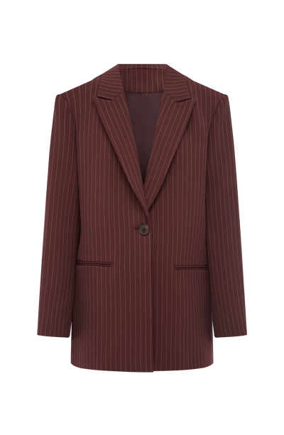 Reece Blazer - Burgundy Pinstripe