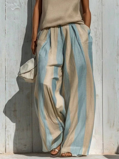 Sofía | Conjunto Elegante en Tejido Fluido: Top y Pantalón Palazzo a Rayas
