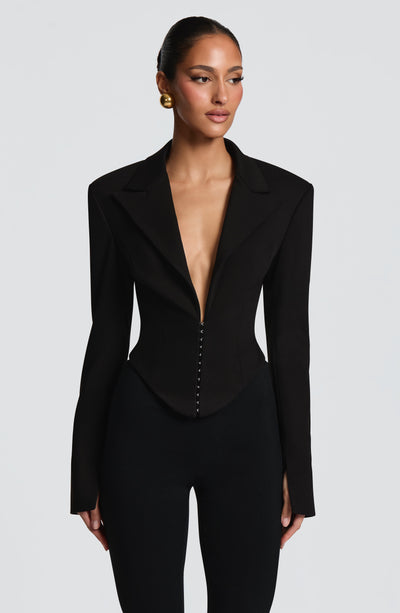 Agatha Cropped Blazer - Black