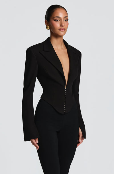 Agatha Cropped Blazer - Black