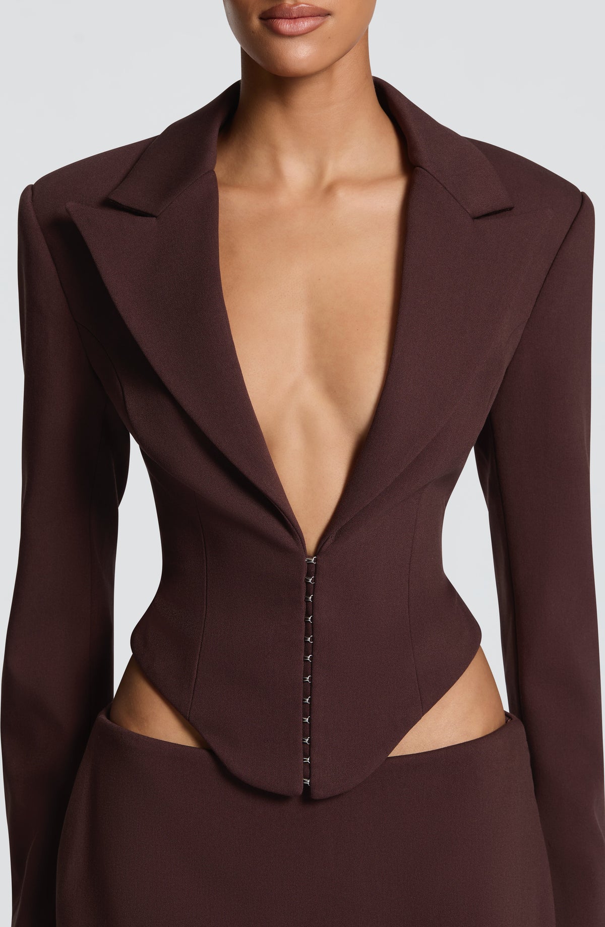 Agatha Cropped Blazer - Plum Brown