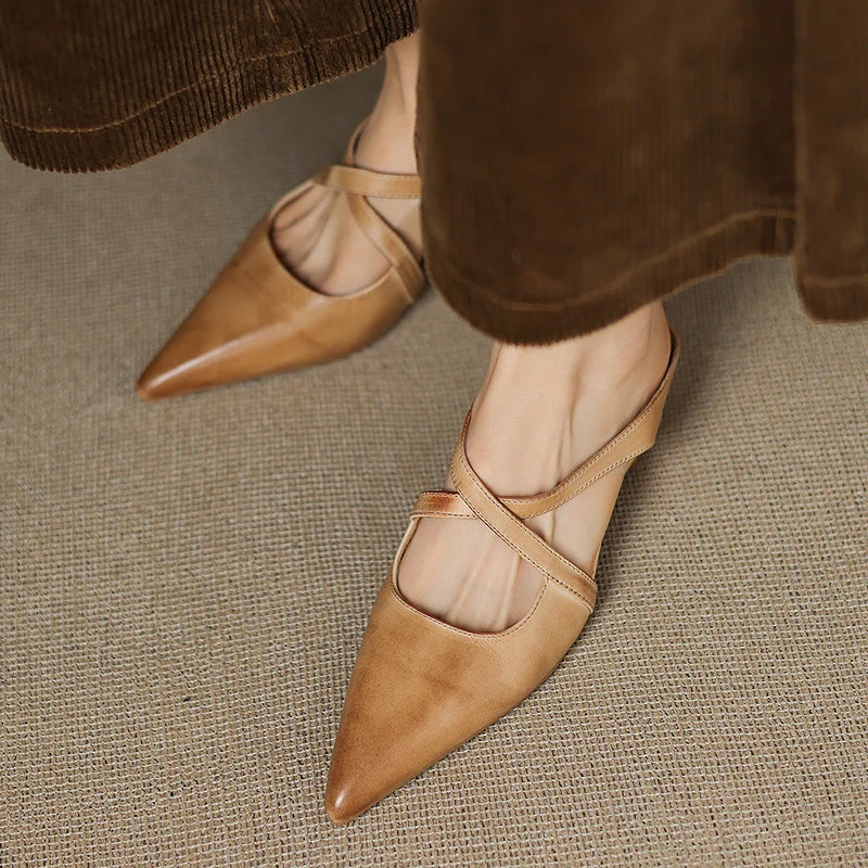 Aluna | Mules de piel genuina