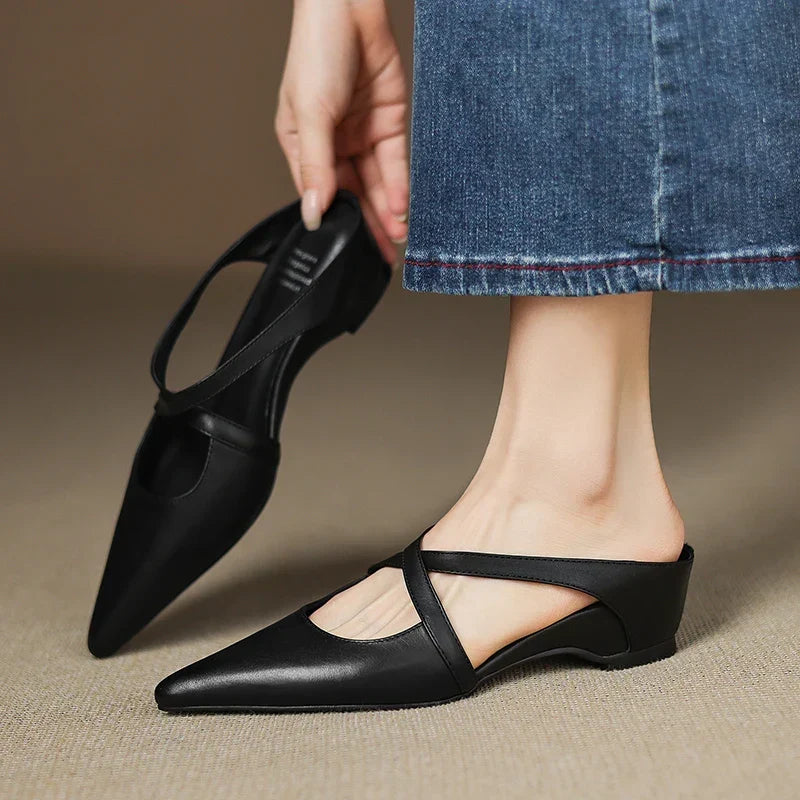Aluna | Mules de piel genuina