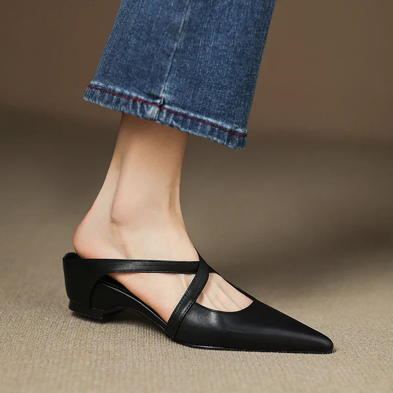Aluna | Mules de piel genuina