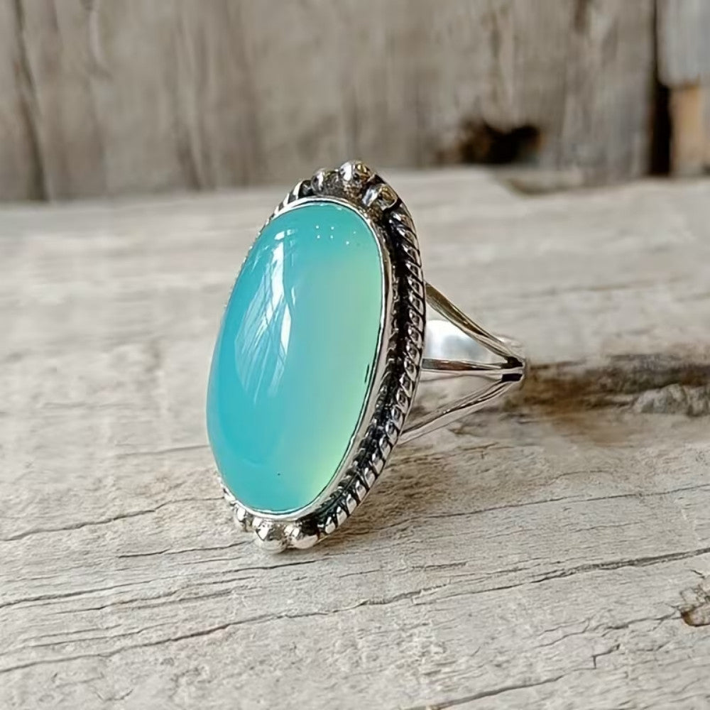 Noemi™ - Anillo con Turquesa y Banda Trenzada