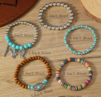 Mirella™ - Colección de Pulseras Boho con Cuentas Turquesas