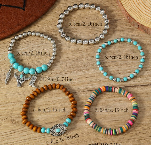Mirella™ - Colección de Pulseras Boho con Cuentas Turquesas